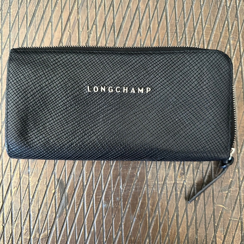 Longchamp leather zip-around wallet